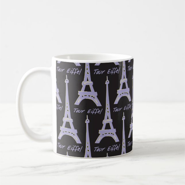 Paris Tour Eiffel France Mug violet et noir (Gauche)