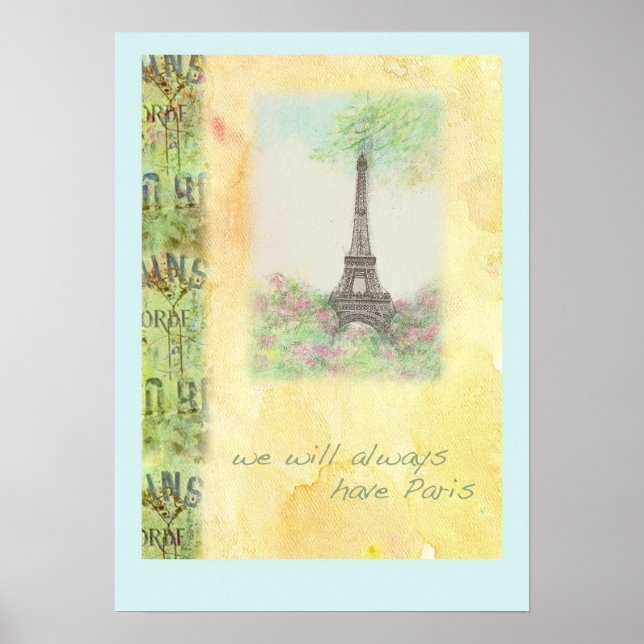 Paris Tour Eiffel illustré POSTER (Devant)