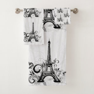 Paris Tour Eiffel Noir Blanc Élégant Flourdissant