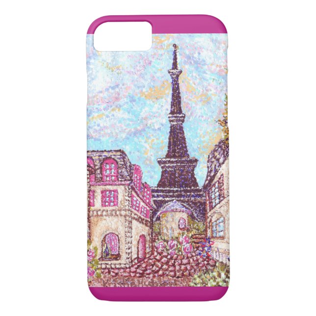 Paris Tour Eiffel pointillism iPhone 7 coque (Dos)