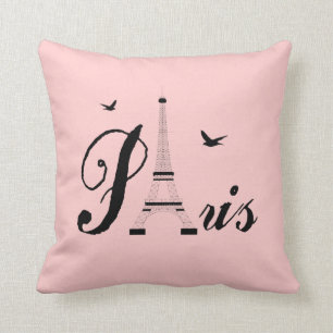 Paris Tour Eiffel Rose Moderne Coussin
