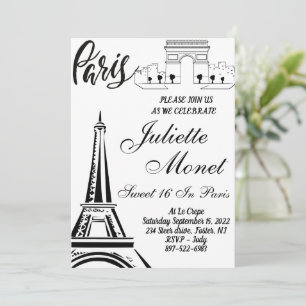 Paris Tour Eiffel Sweet 16 invitations
