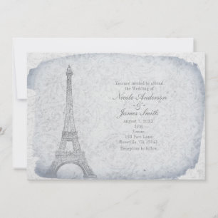 Paris Tour Eiffel Vintage Mariages Invitations