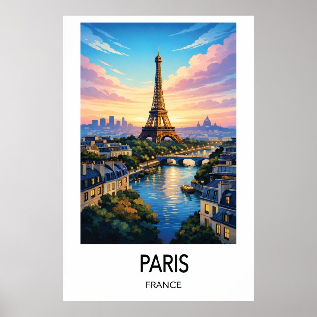 Paris Travel Poster France Wall Art (Devant)