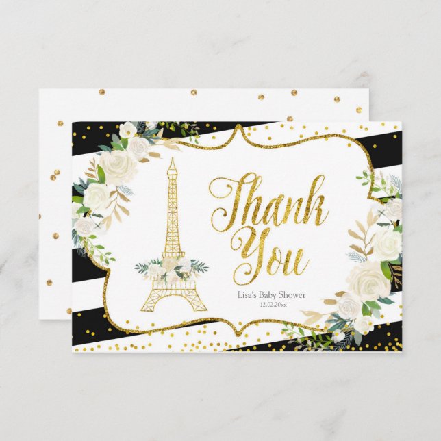 Paris White Floral Fête des mariées Carte de remer (Devant / Derrière)