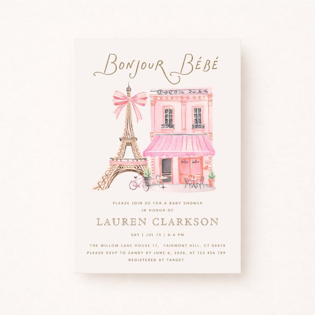 Parisian Café Bonjour Bébé Baby Shower Invitation (Créateur téléchargé)
