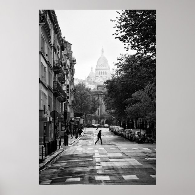 Parisian Street and Sacre Coeur - Poster (Devant)