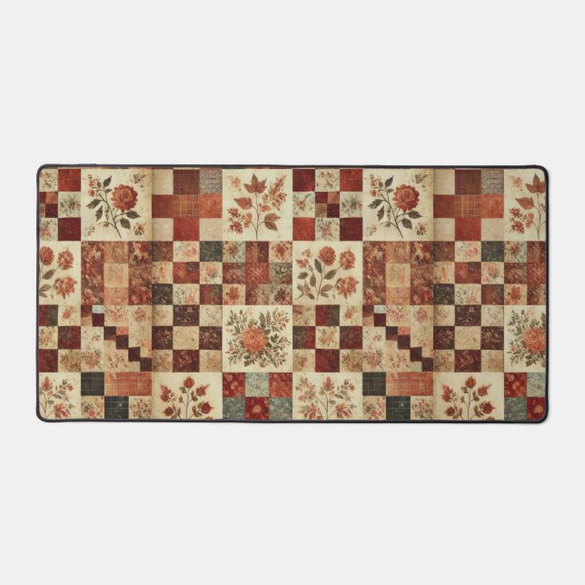 Parking en terre cuite Quilt Rustique Floral Desk (Recto)