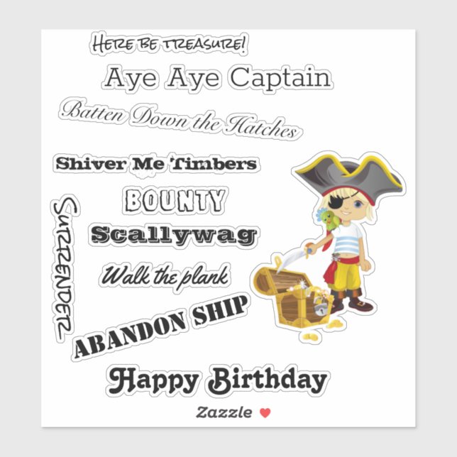 parler comme un Sticker pour garçon pirate (Feuille)