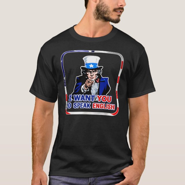 Parlez anglais dans le T-shirt patriotique (Devant)