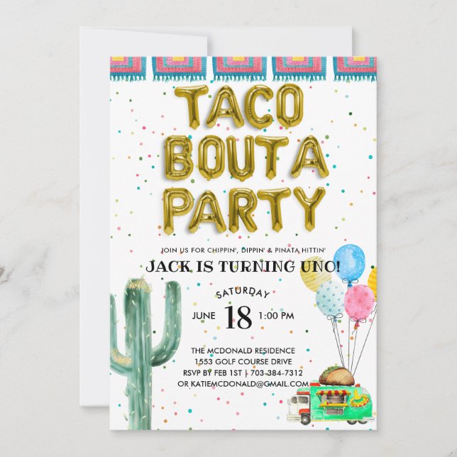 Parlons d'une fête | Invitation au premier anniver (Devant)