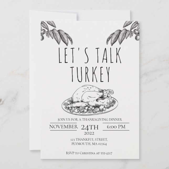 Parlons Turquie Thanksgiving Dinner Invitation (Devant)