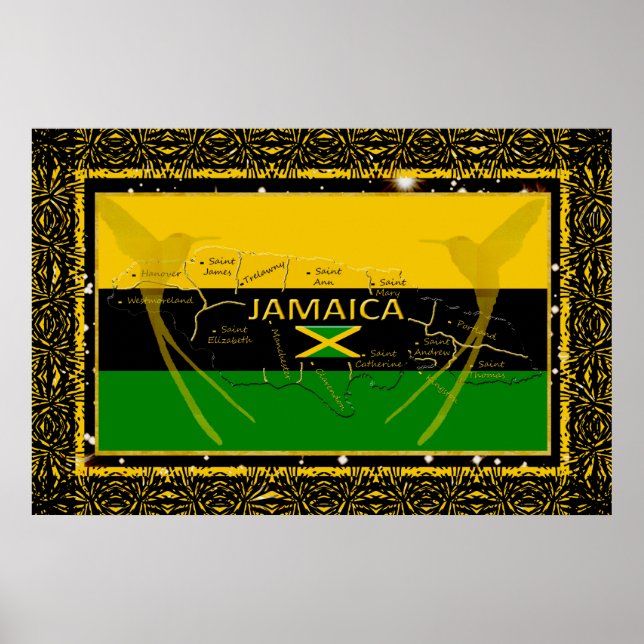 Paroisses Jamaica Colours Hummer Poster d'oiseaux (Devant)