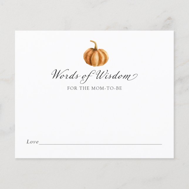 Paroles de sagesse de citrouille pour la future ma (Devant)