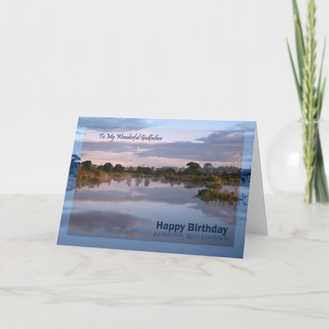 Parrain, Lac à l'aube Carte d'anniversaire (Devant)
