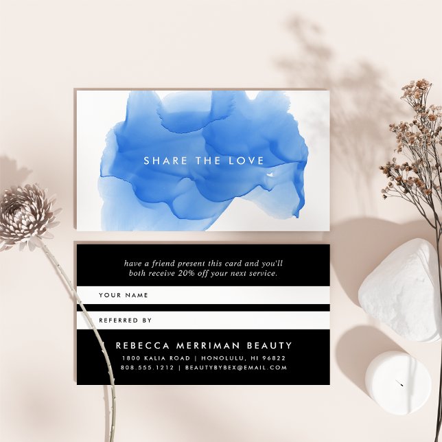 Parrainage Boulot d'aquarelle bleu Cobalt | Carte de recomman (Créateur téléchargé)