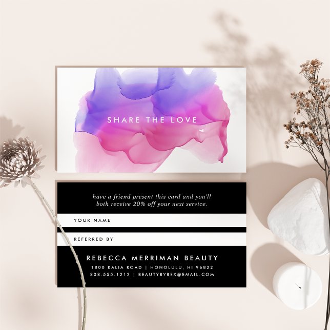 Parrainage Boulot d'aquarelle Magenta | Carte de recommandati (Créateur téléchargé)