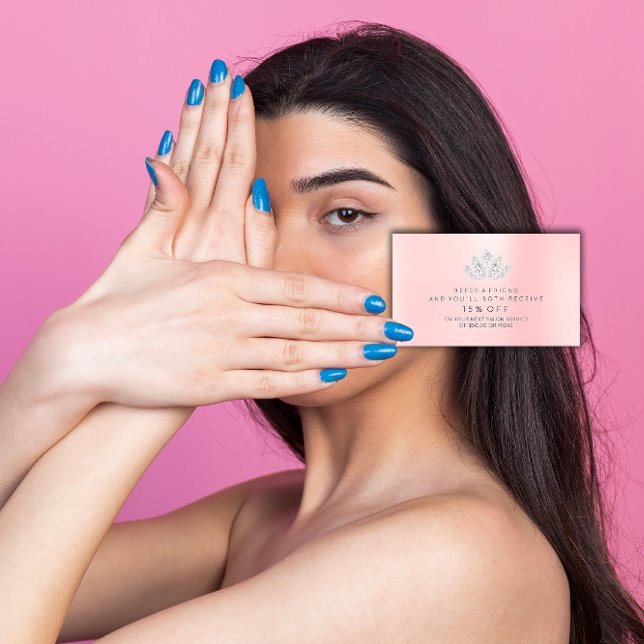 Parrainage Carte de recommandation de salon Silver Pink VIP D (Salon Referral Card Silver Pink VIP Diamond Lotus)