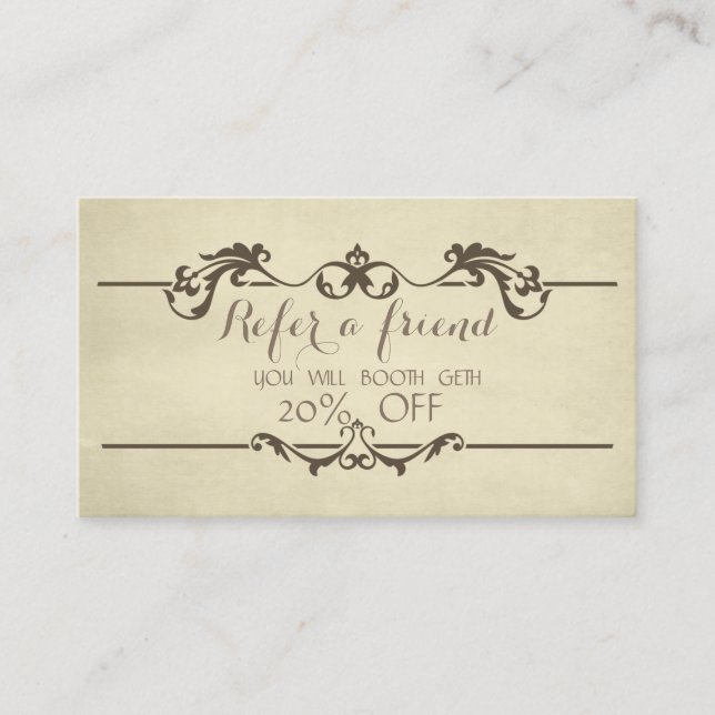 Parrainage Carte de recommandation de style vintage (Devant)