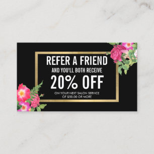 Parrainage Carte de recommandation du salon Beauty Florals