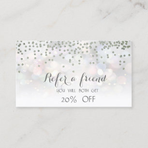 Parrainage Carte de recommandation Elegant Bokeh Silver Diamo