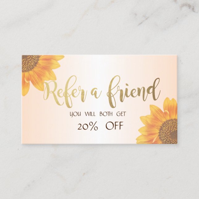 Parrainage Carte de recommandation Elegant Modern Sunflowers (Devant)