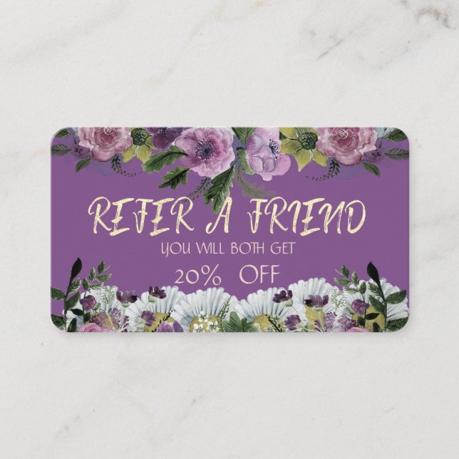 Parrainage Carte de recommandation florale aquarelle moderne  (Devant)