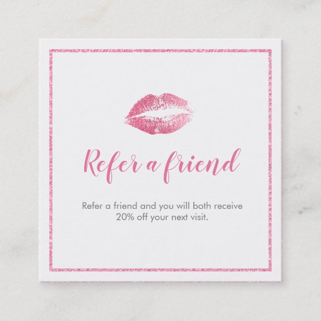 Parrainage Carte de recommandation Rose & Blanc Baiser (Devant)