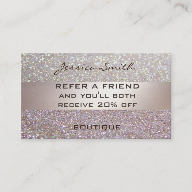 Parrainage Carte de renvoi glamour faux chic glittery (Devant)