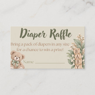 Parrainage Carte de tirage au sort de couche neutre | Baby Sh