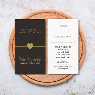 Parrainage Elégant Black Faux Gold Beauty Salon Carte de réfé