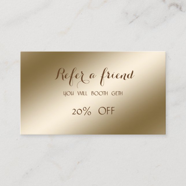 Parrainage Élégant, Élégant, Carte de recommandation brillant (Devant)