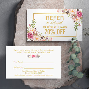 Parrainage Elégant Floral Gold Beauty Salon Carte de référenc