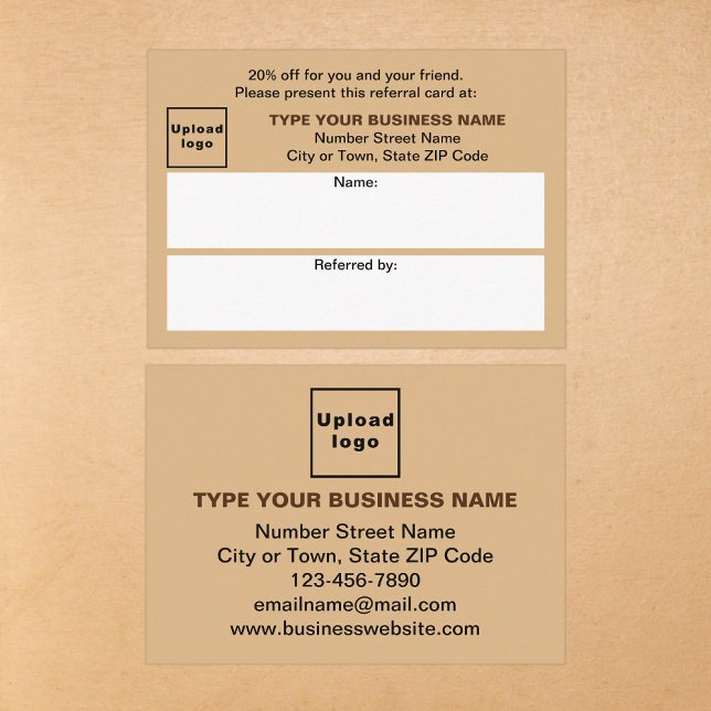 Parrainage Magasiner ou faire des achats - Carte de recommand (Business light brown referral card for for your customers and their family, relatives or friends.)