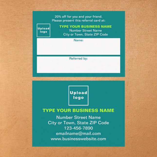Parrainage Magasiner ou faire une Boutique Carte de recommand (Business teal green referral card for for your customers and their family, relatives or friends.)