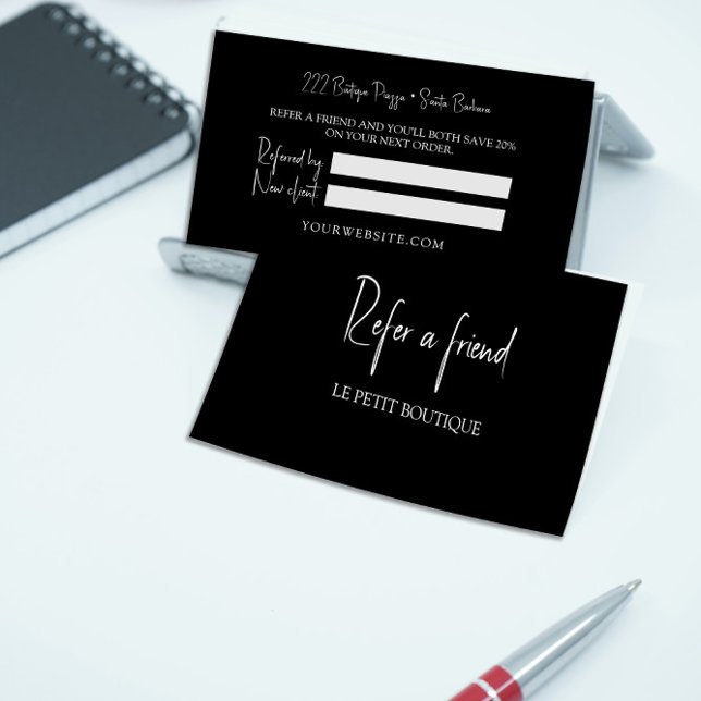 Parrainage Noir moderne blanc aiguiller une carte de référenc (Créateur téléchargé)