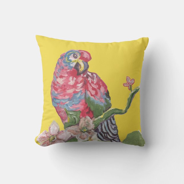 Parrot arc-en-ciel Tropical Jaune Coussin (Recto)