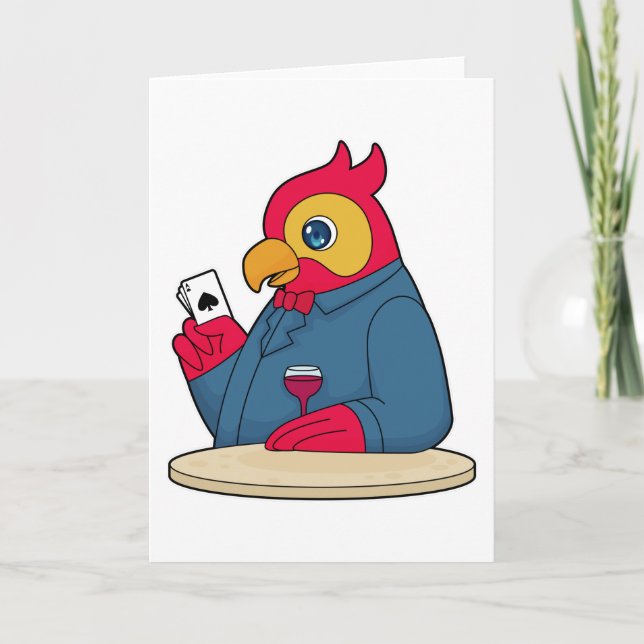 Parrot au Poker avec cartes de Poker (Devant)