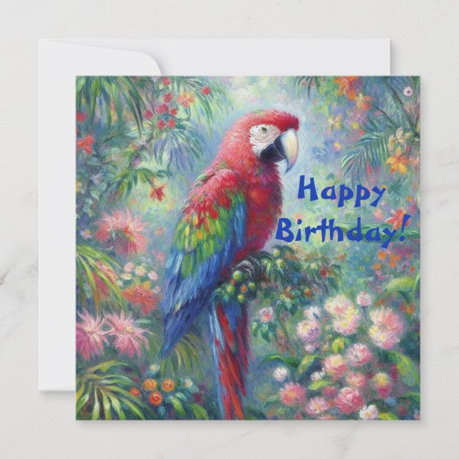 Parrot Bird Jungle Floral Carte d'anniversaire (Devant)