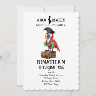 Parrot de fête pirate Invitation d'anniversaire