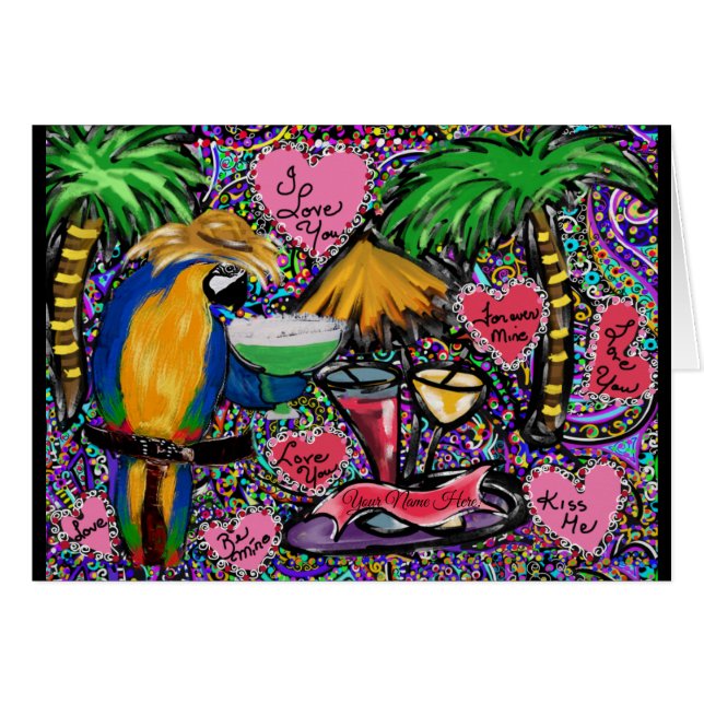 Parrot de fête = Saint-Valentin (Devant horizontal)