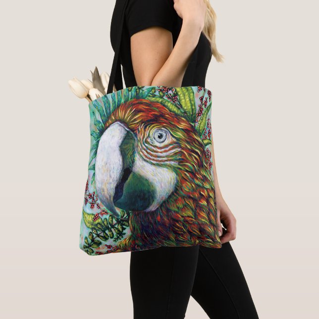 Parrot Floral Tropical Green Funny Sac fourre-tout (De près)