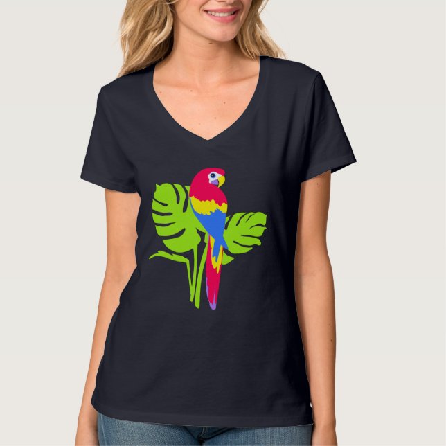 Parrot Macaw oiseau simple art graphique t-shirt (Devant)