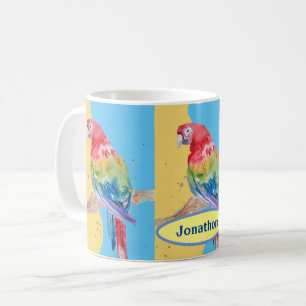 Parrot Oiseaux Enfants Garçons Nom Pastel Blue Mug