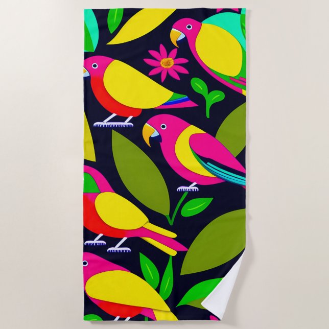 Parrots Design serviette de plage en coton (Devant)