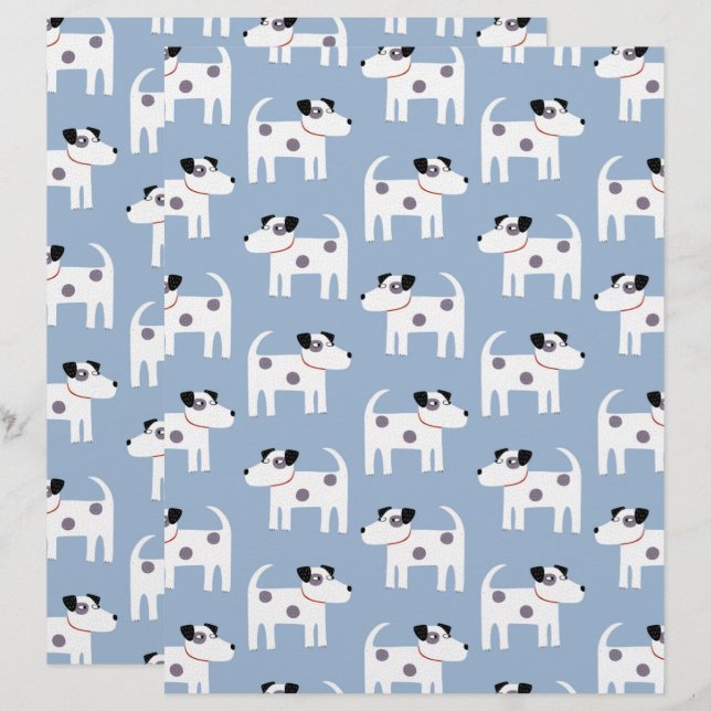 Parson Jack Russell Terrier Chien Motif bleu (Devant / Derrière)
