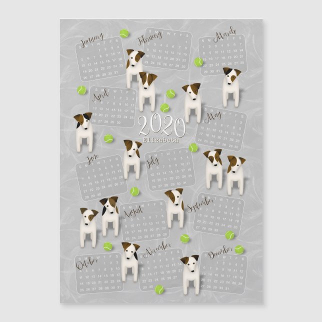 Parson Jack Russell Terriers gris calendrier 2020 (Devant)