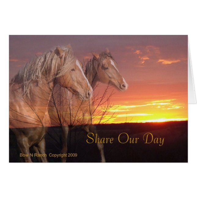 Partager Notre Carte Cheval Couple Mariage Day (Devant horizontal)