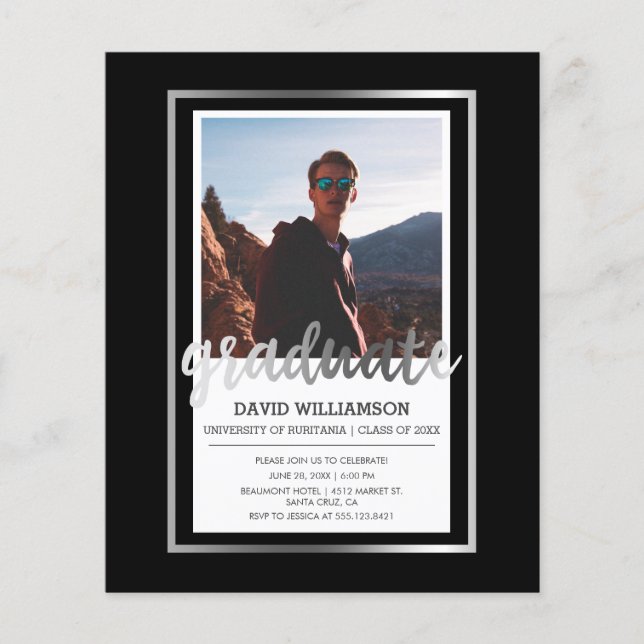 Parti de graduation Silver & Black Photo Budget (Devant)