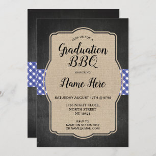 Parti de la graduation BBQ Invitation Bleu En vich